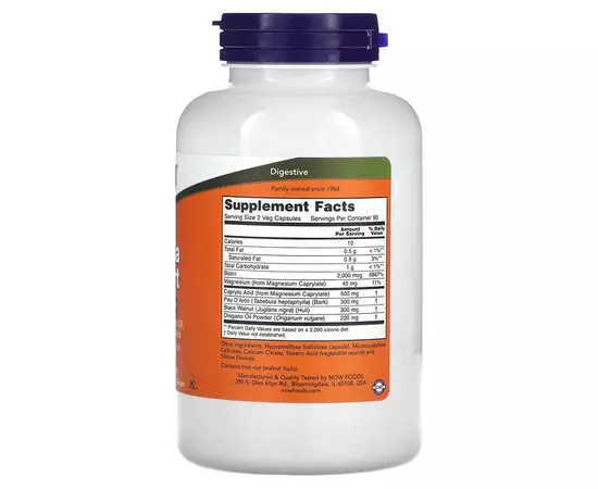 Now Foods Candida Support, 180 rostlinných kapslí, složení