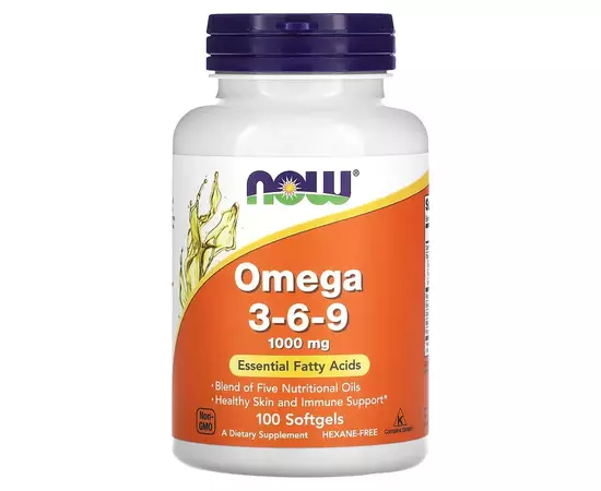 NOW Foods, Omega 3-6-9, 1000 mg, 100 softgel kapslí