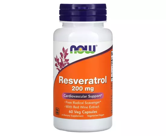 NOW Foods, Resveratrol 200 mg 60 rostlinných kapslíNOW Foods, Resveratrol 200 mg 60 rostlinných kapslí