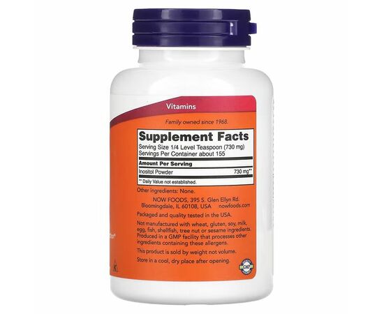 NOW Foods, Inositol Powder, 113 g, čistý prášek_slozeni