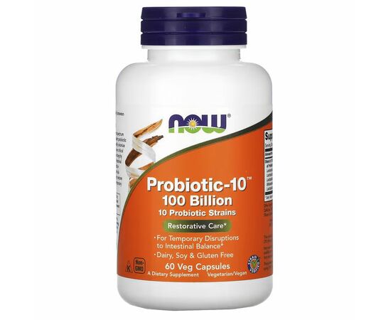 NOW Foods, Probiotic-10, 100 Billion, 60 rostlinných kapslí