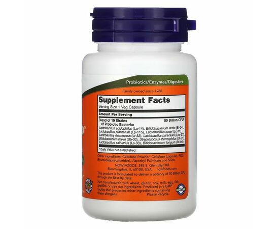 NOW Foods, Probiotic-10, 50 Billion, 50 rostlinných kapslí_složení