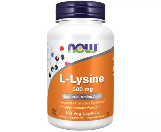NOW Foods, L-lysin, 500 mg, 100 rostlinných kapslí