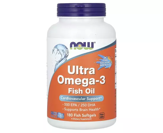 NOW Foods, Ultra Omega 3 (rybí olej), 180 rybích softgel kapslíNOW Foods, Ultra Omega 3 (rybí olej), 180 rybích softgel kapslí