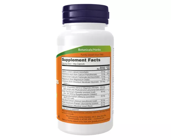NOW Foods, Adrenal Stress Support (nadledvinky) with Relora™, 90 rostlinných kapslí, složení