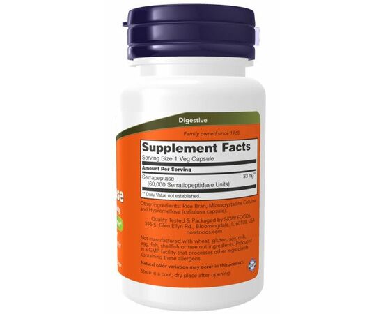 Now Foods Serrapeptáza, 60 rostlinných kapslí, složení