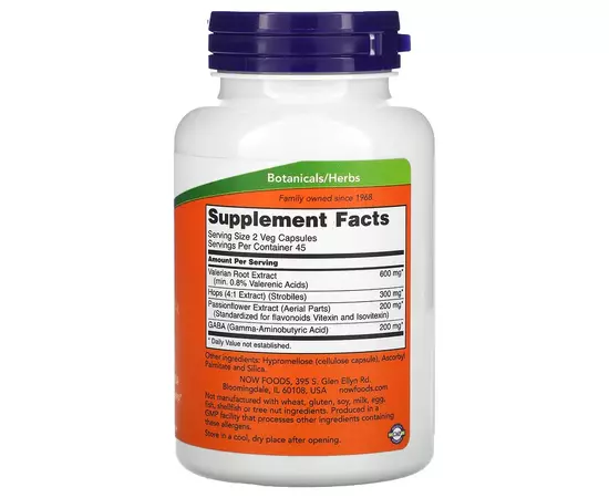 NOW Foods, Sleep, Formulace pro spánek, 90 rostlinných kapslí, složení