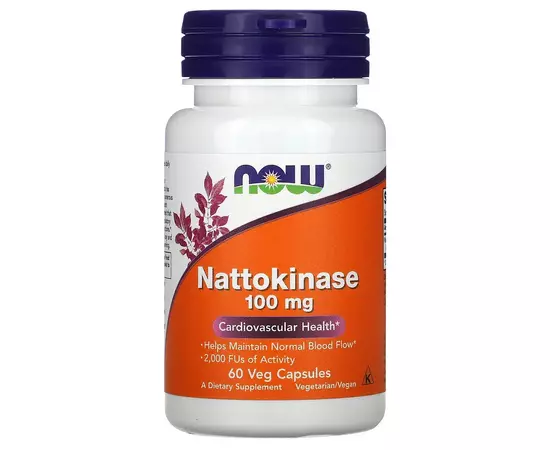 Now Foods, Nattokinase, 100 mg, 60 rostlinných kapslí