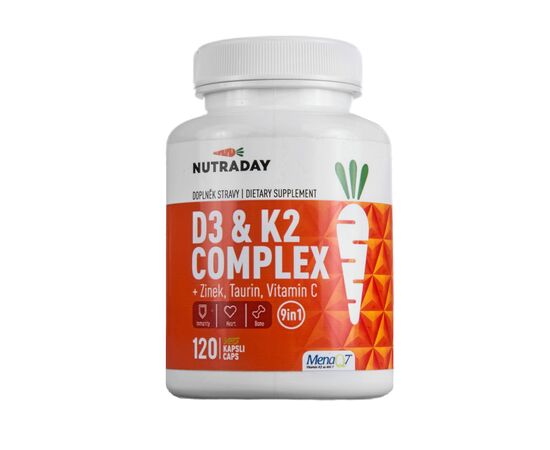 NUTRADAY D3+K2 Complex, 120 rostlinných kapslí