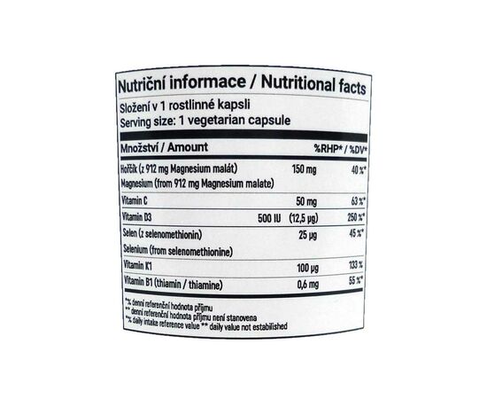 Nutraday Magnesium Malate Complex, 180 rostlinných kapslí-slozeni